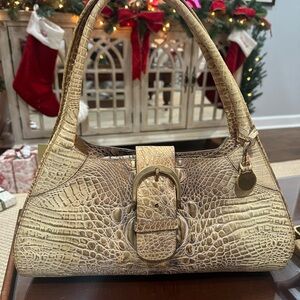 Brahmin Sophie Croc Alligator in Metallic Serengeti Satchel Bag